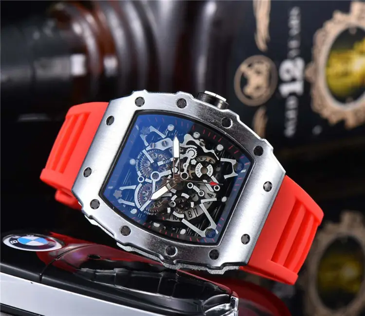 Men's Green Silicone Skeleton Watch with Blue Glass - Image 14
