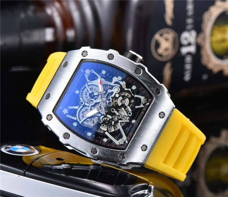 Men's Green Silicone Skeleton Watch with Blue Glass - Image 15