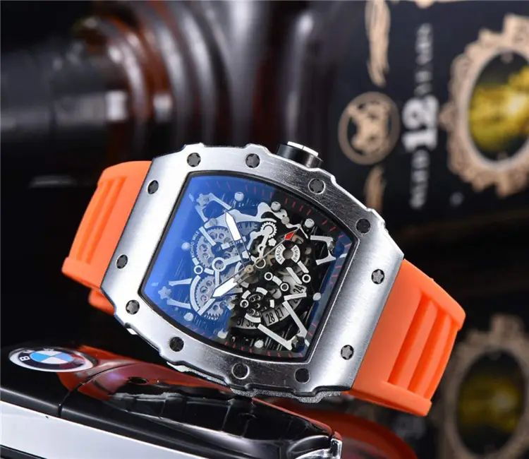 Men's Green Silicone Skeleton Watch with Blue Glass - Image 18