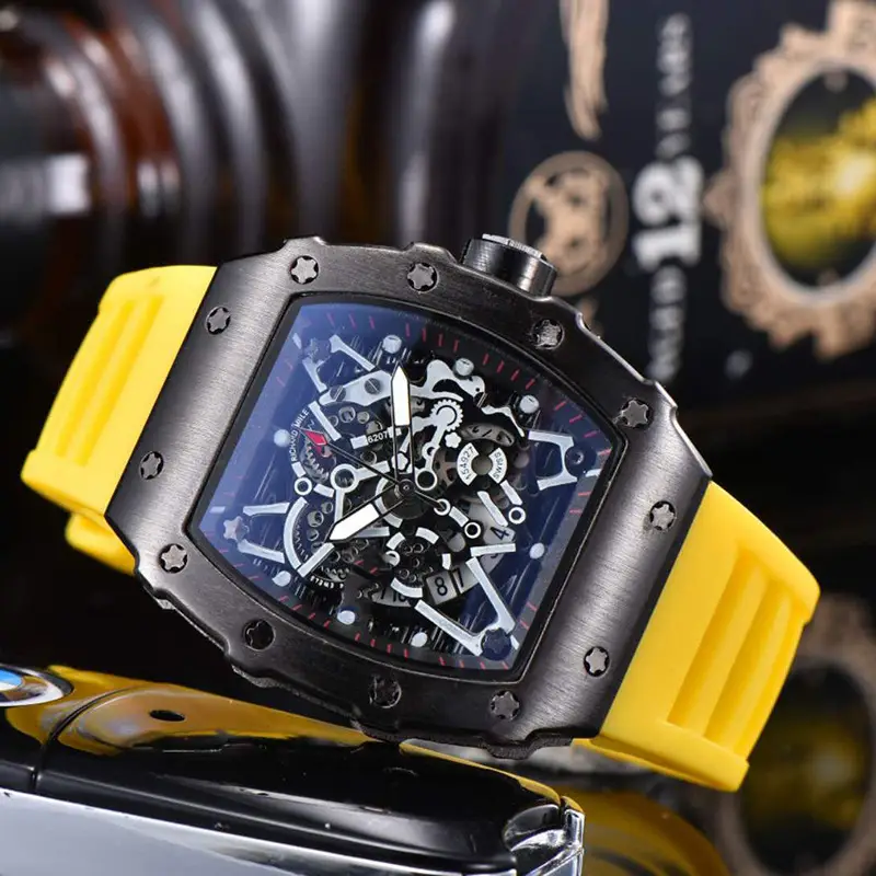 Men's Green Silicone Skeleton Watch with Blue Glass - Image 3