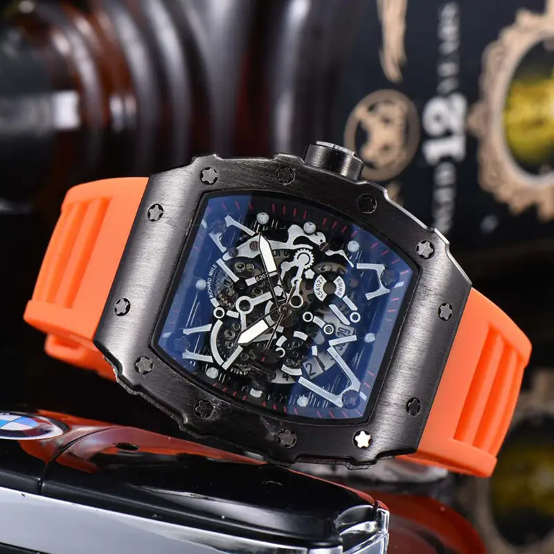 Men's Green Silicone Skeleton Watch with Blue Glass - Image 6