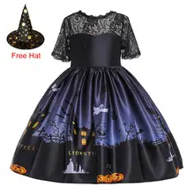 Halloween Kids Costume Girls Dress Witch Pumpkin Print — feature 9