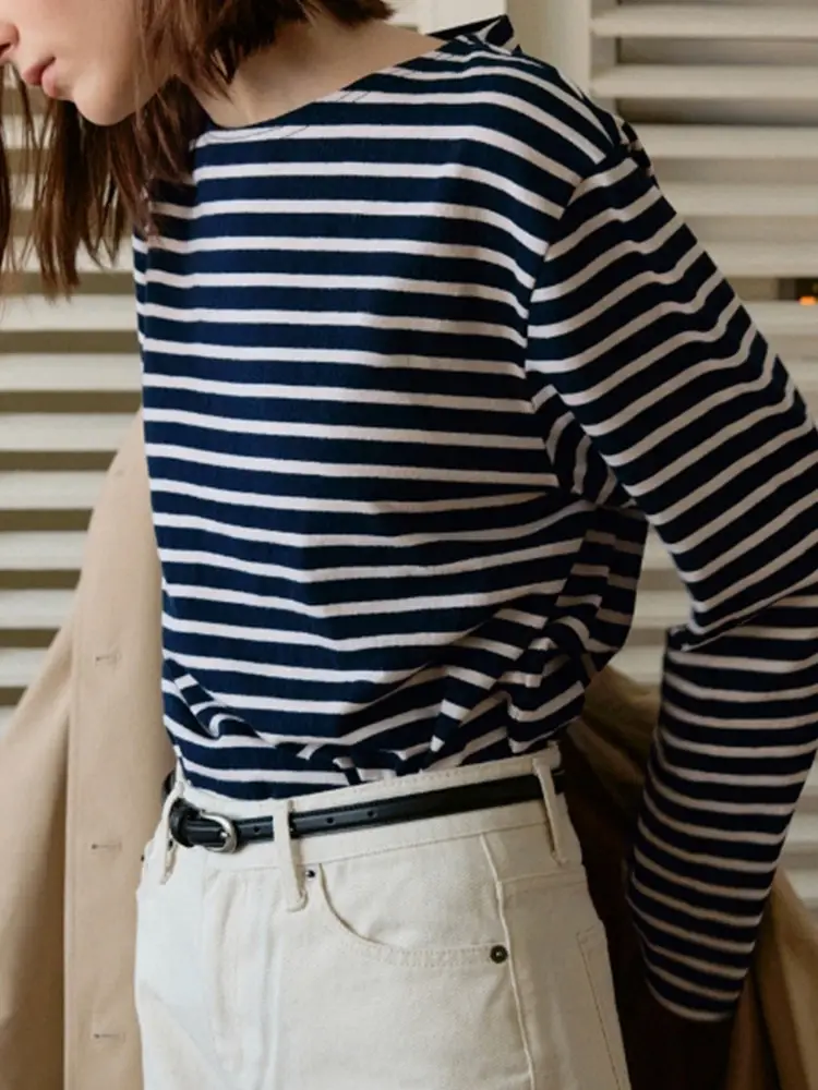 Korean Striped Long Sleeve T-Shirt Women Spring Autumn - Image 3