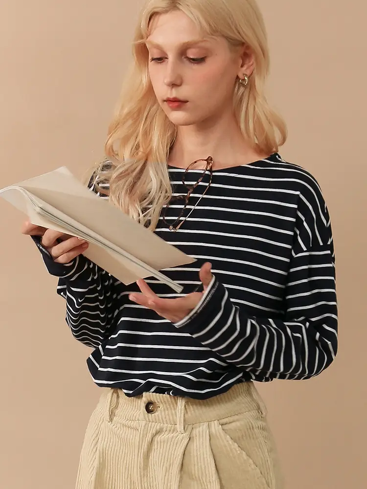 Korean Striped Long Sleeve T-Shirt Women Spring Autumn - Image 4