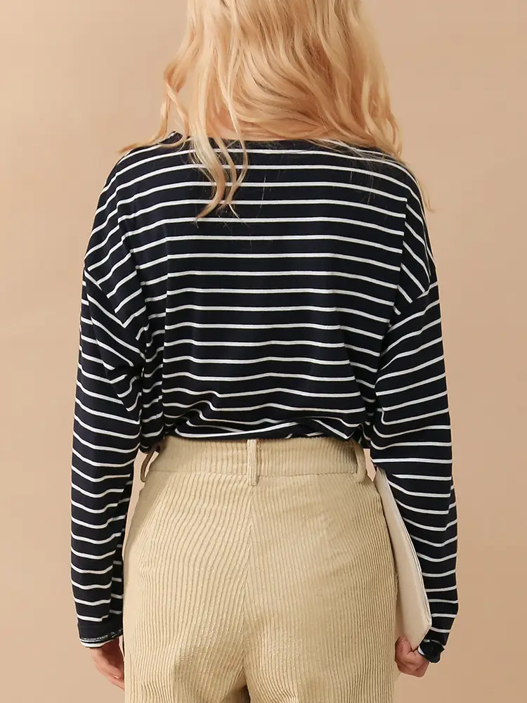 Korean Striped Long Sleeve T-Shirt Women Spring Autumn - Image 5