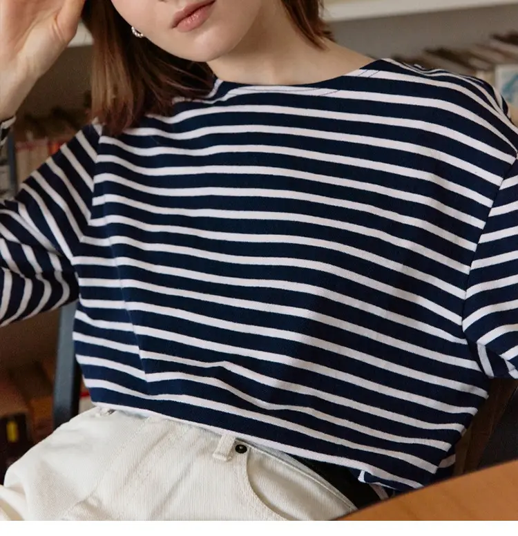 Korean Striped Long Sleeve T-Shirt Women Spring Autumn — feature 1