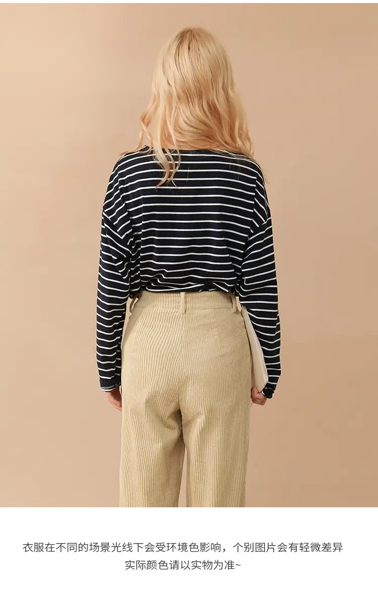 Korean Striped Long Sleeve T-Shirt Women Spring Autumn — feature 12
