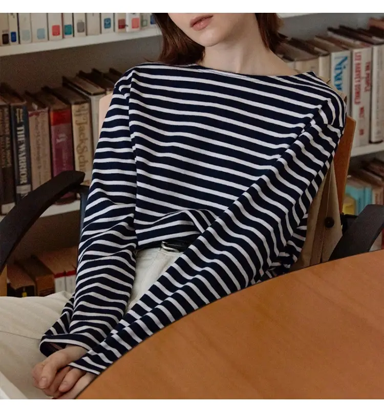 Korean Striped Long Sleeve T-Shirt Women Spring Autumn — feature 8
