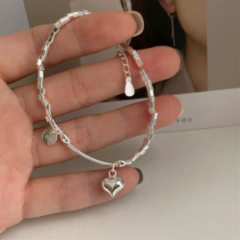 Broken Silver Heart Charm Bracelet for Women - Image 3