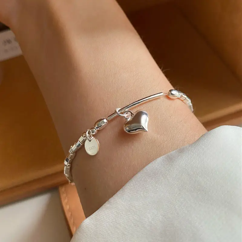 Broken Silver Heart Charm Bracelet for Women - Image 4