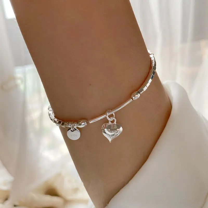 Broken Silver Heart Charm Bracelet for Women - Image 5