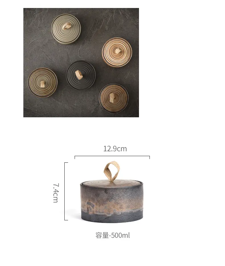 Japanese Rustic Ceramic Tea Canister with Handle — feature 3
