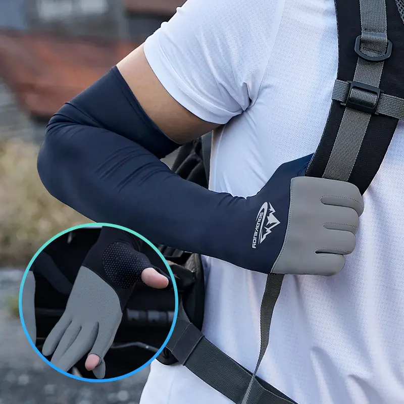Men Ice Silk Arm Sleeve Sunscreen for Outdoor Sports Driving Cycling - Image 9