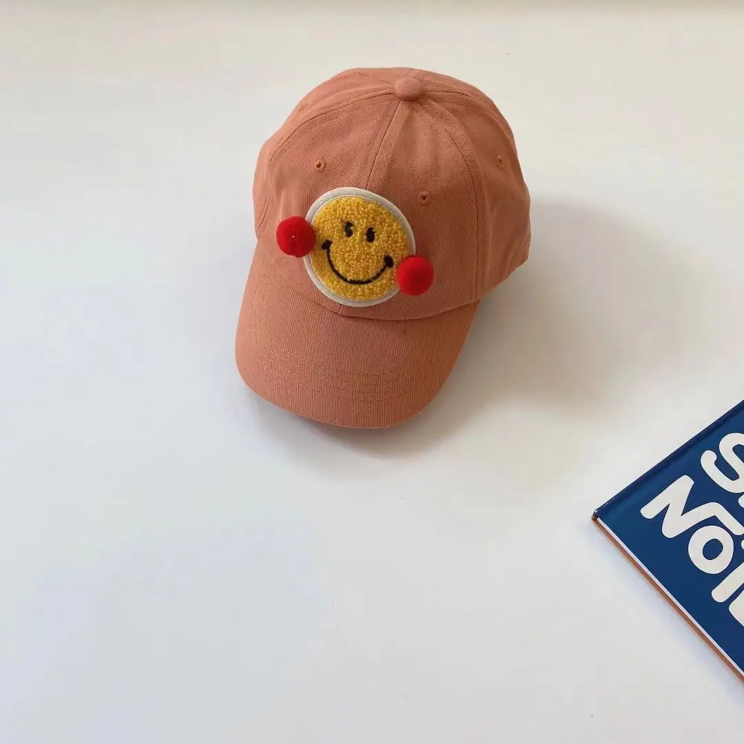 INS Baby Boys Girls Embroidered Smiley Cap Orange - Image 10