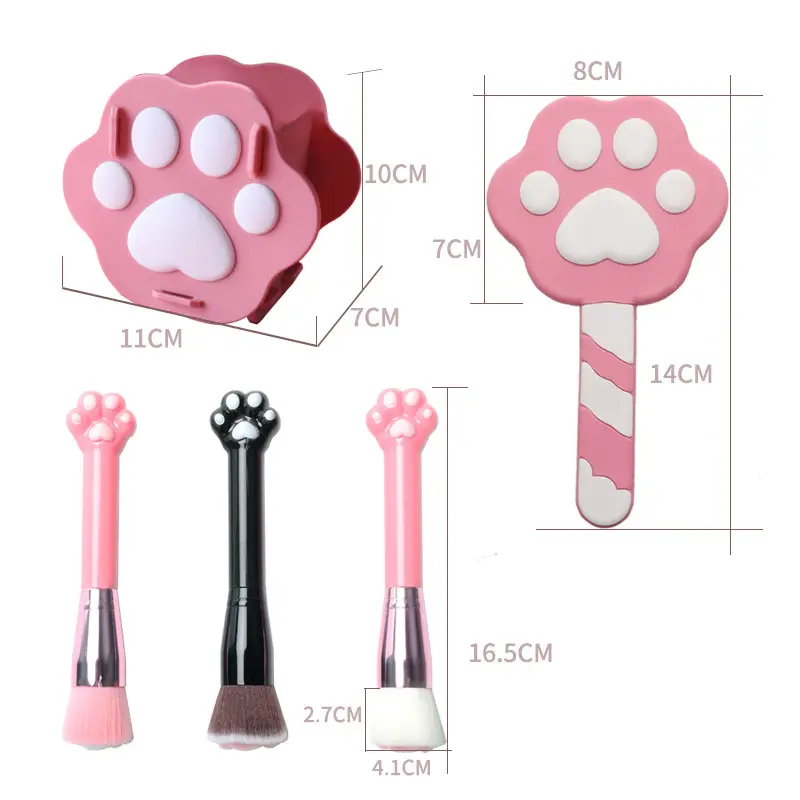 Cat's Claw Makeup Brush Mirror with Nylon Brushes - Image 9