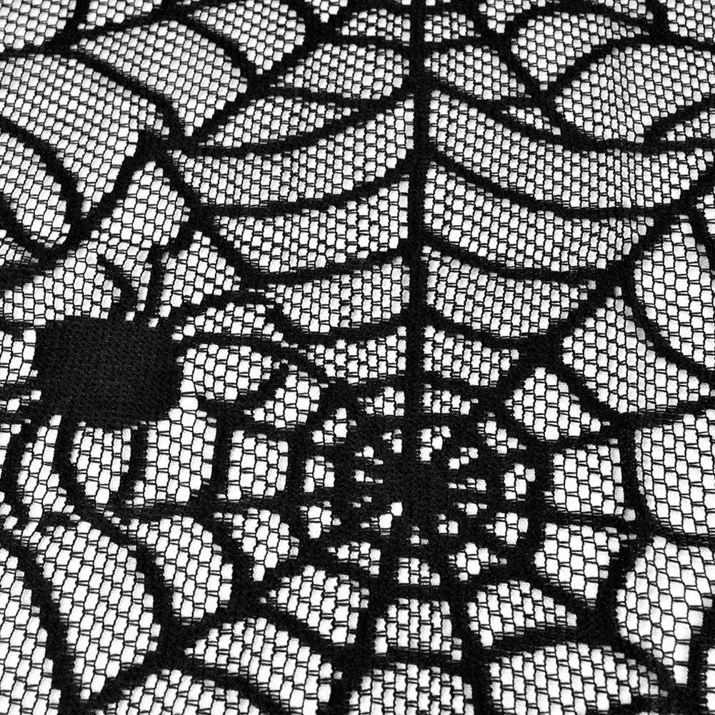 Halloween Five-Pointed Star Spider Tablecloth Black Lace 137x183cm - Image 3