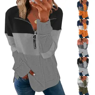Women's 2025 Contrast Color Sweatshirt Pullover Set — feature 18
