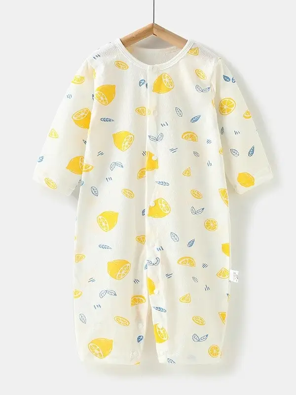 Baby's Pure Cotton Summer Pajamas White Cactus Print - Image 26