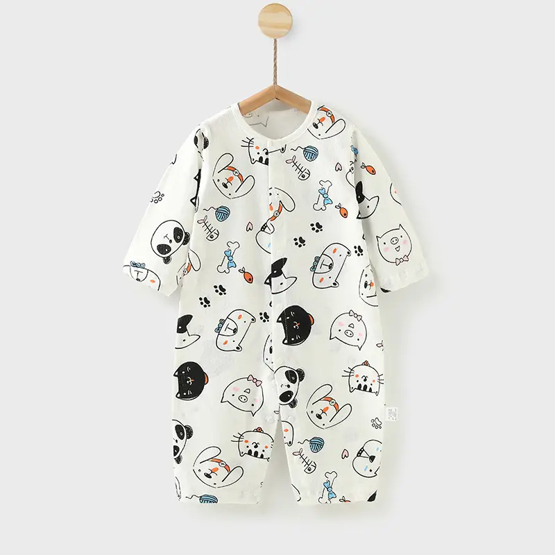 Baby's Pure Cotton Summer Pajamas White Cactus Print - Image 10