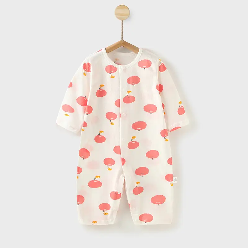 Baby's Pure Cotton Summer Pajamas White Cactus Print - Image 11