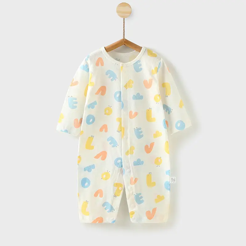 Baby's Pure Cotton Summer Pajamas White Cactus Print - Image 12