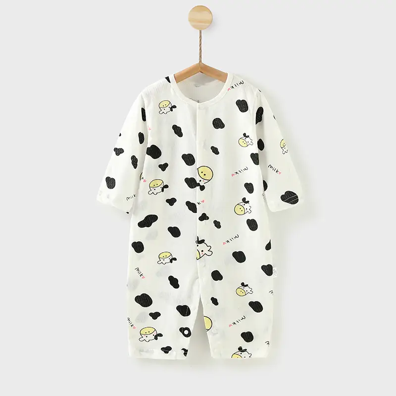 Baby's Pure Cotton Summer Pajamas White Cactus Print - Image 14