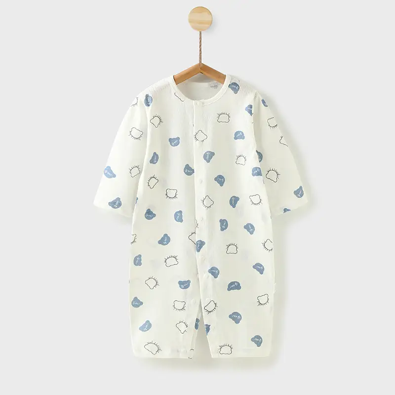 Baby's Pure Cotton Summer Pajamas White Cactus Print - Image 15