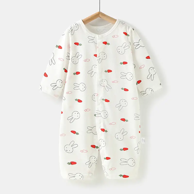 Baby's Pure Cotton Summer Pajamas White Cactus Print - Image 2