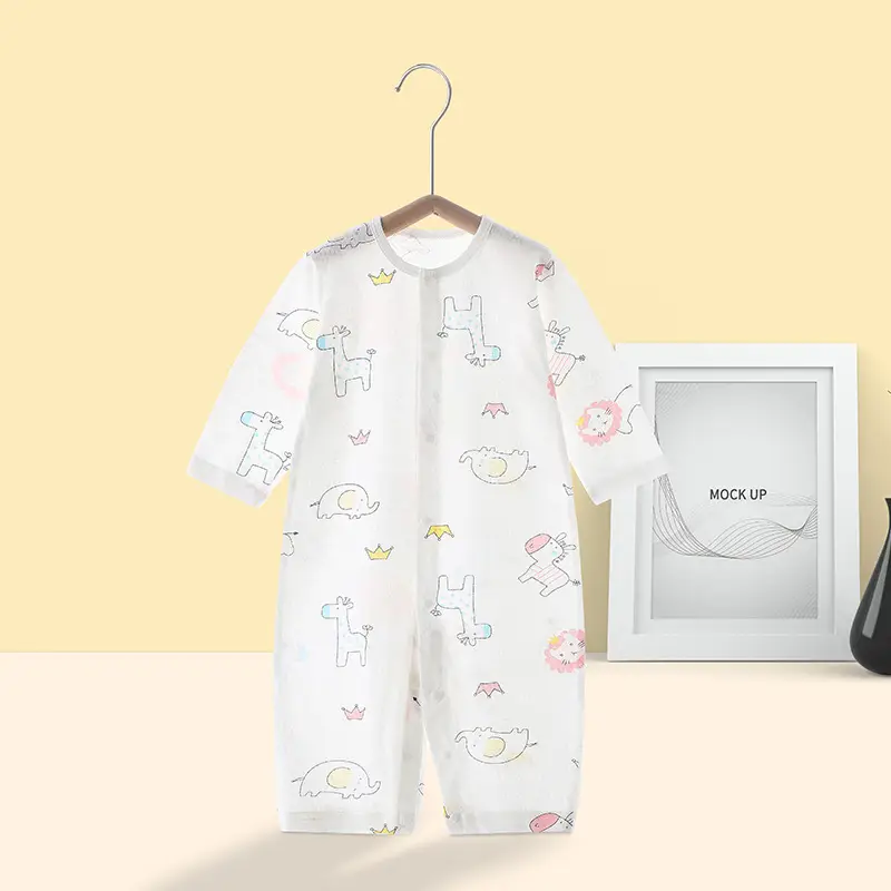 Baby's Pure Cotton Summer Pajamas White Cactus Print - Image 17