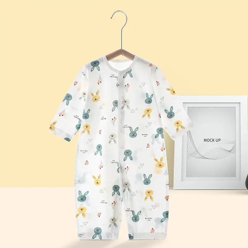 Baby's Pure Cotton Summer Pajamas White Cactus Print - Image 19