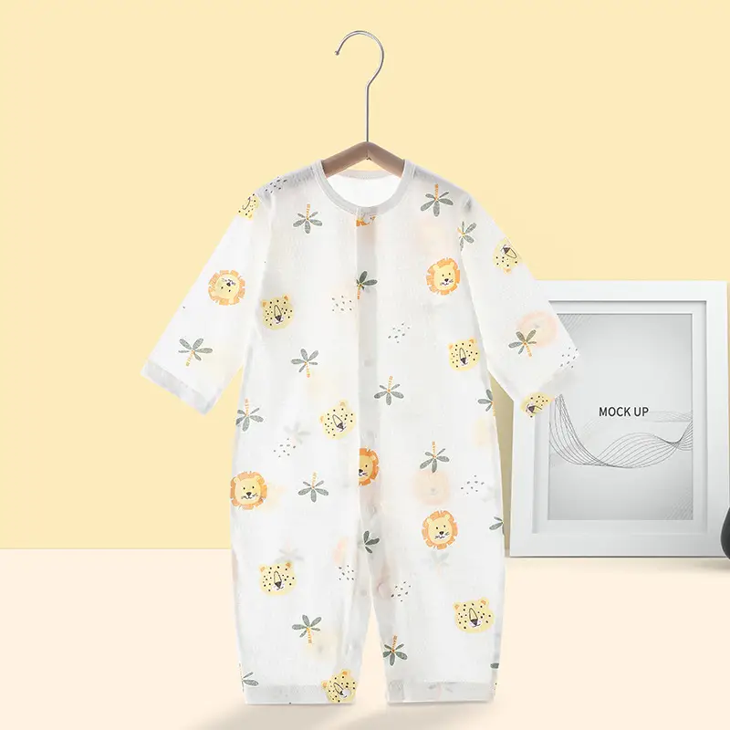 Baby's Pure Cotton Summer Pajamas White Cactus Print - Image 21