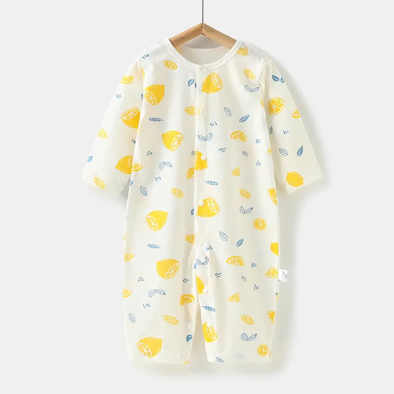 Baby's Pure Cotton Summer Pajamas White Cactus Print - Image 4