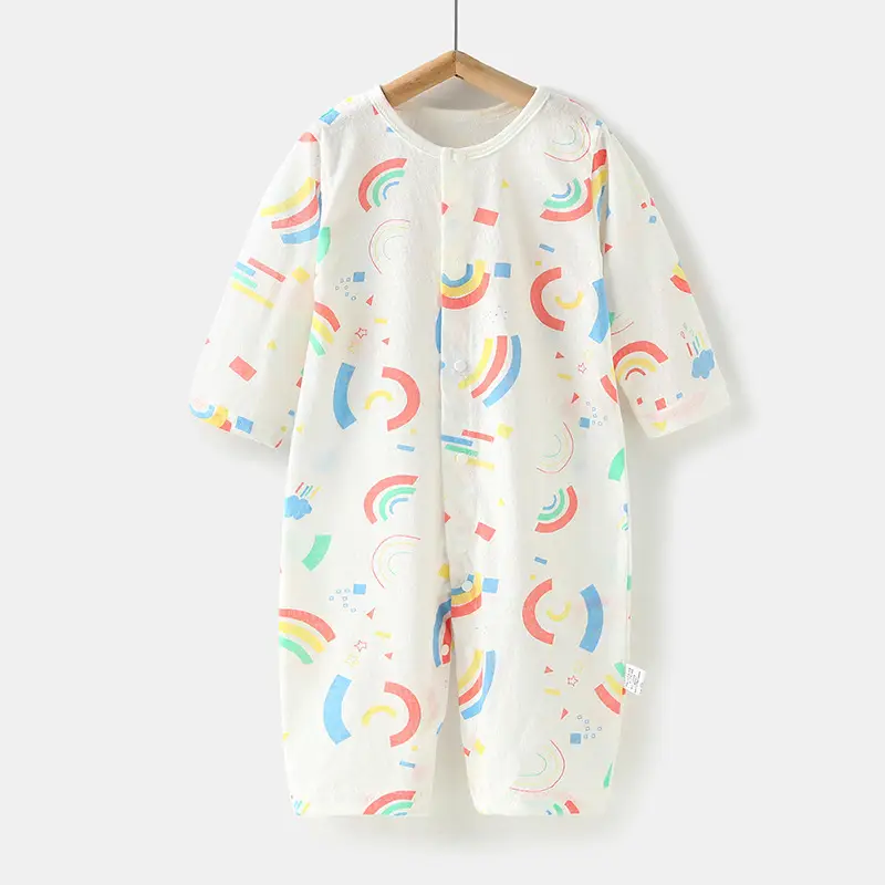 Baby's Pure Cotton Summer Pajamas White Cactus Print - Image 5