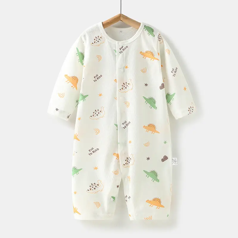 Baby's Pure Cotton Summer Pajamas White Cactus Print - Image 7