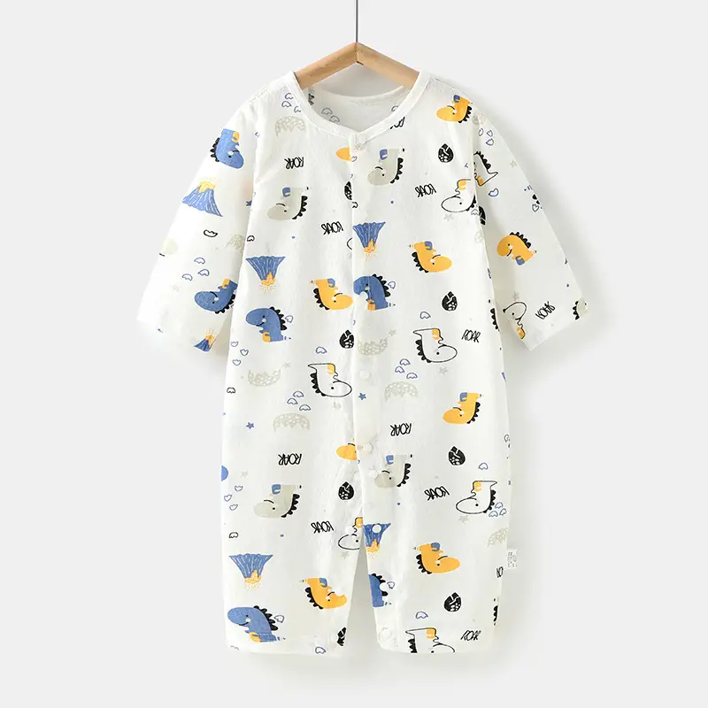 Baby's Pure Cotton Summer Pajamas White Cactus Print - Image 8