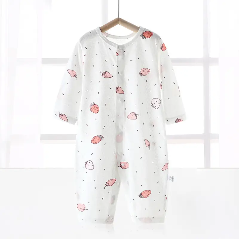 Baby's Pure Cotton Summer Pajamas White Cactus Print - Image 9