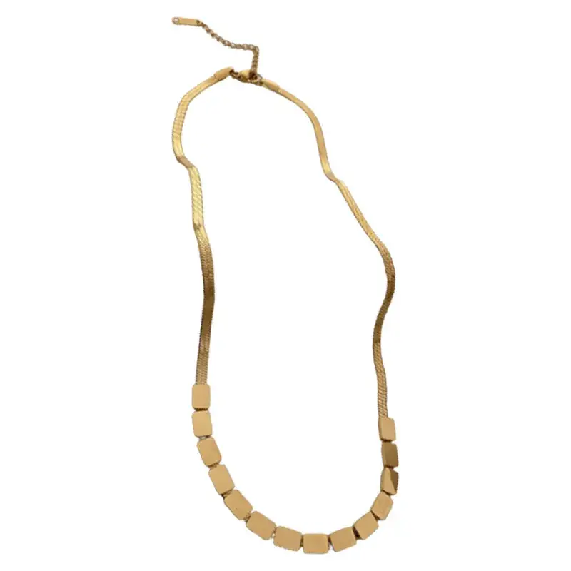 Titanium Steel Blue Square Blade Necklace for Women