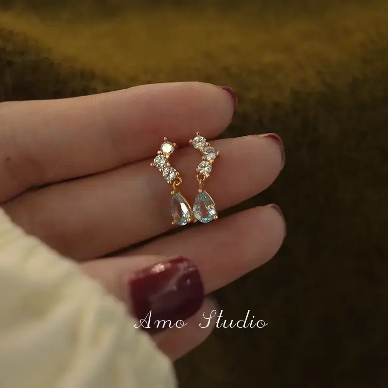 Blue Sea Topaz Earrings for Women 2022 - Image 3