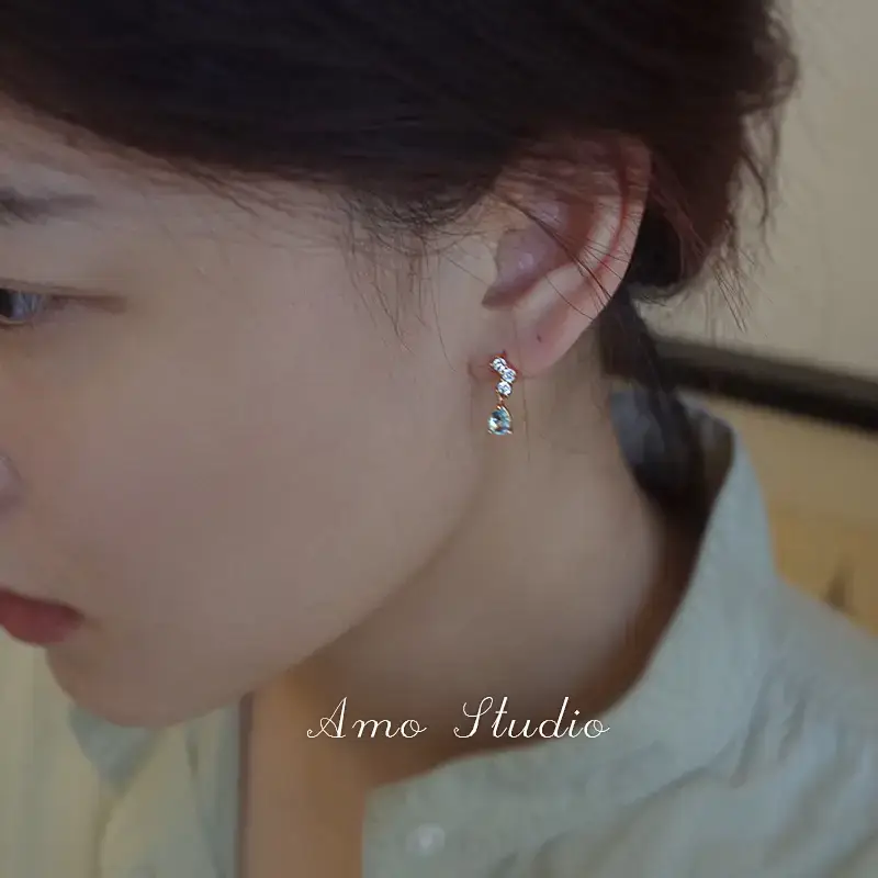 Blue Sea Topaz Earrings for Women 2022 - Image 4
