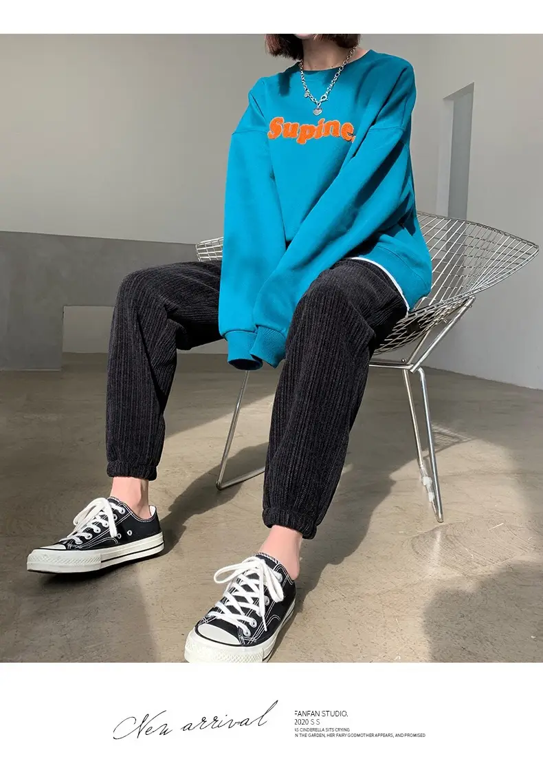Women's Fleece Lined Wide Leg Pants Blue Top — feature 15