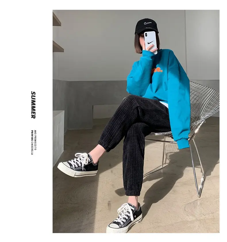 Women's Fleece Lined Wide Leg Pants Blue Top — feature 17