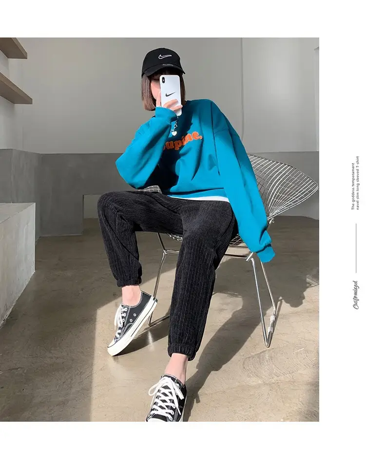 Women's Fleece Lined Wide Leg Pants Blue Top — feature 18