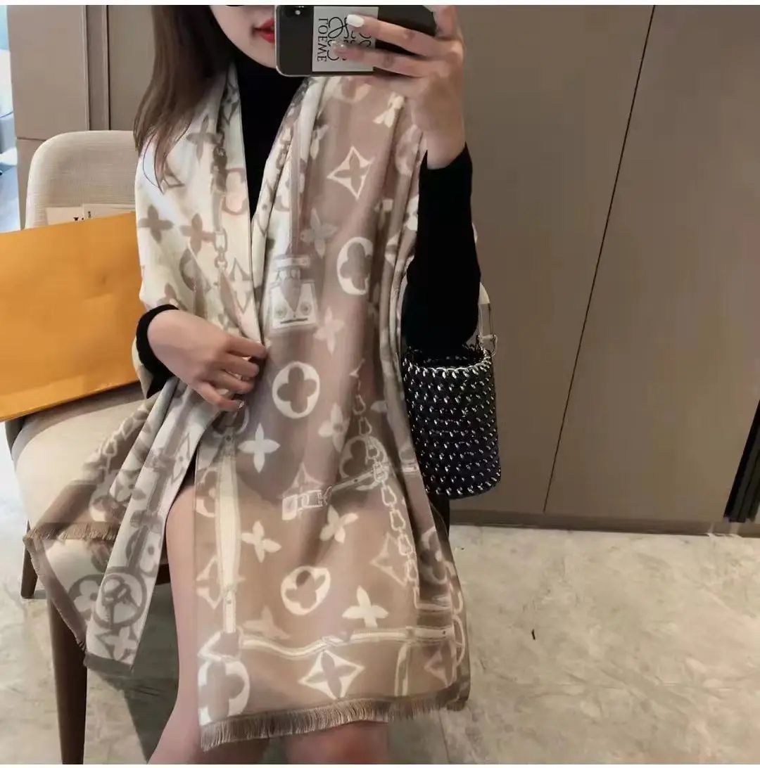 Women's Korean Style Warm Scarf Black White Double Sided - Image 11