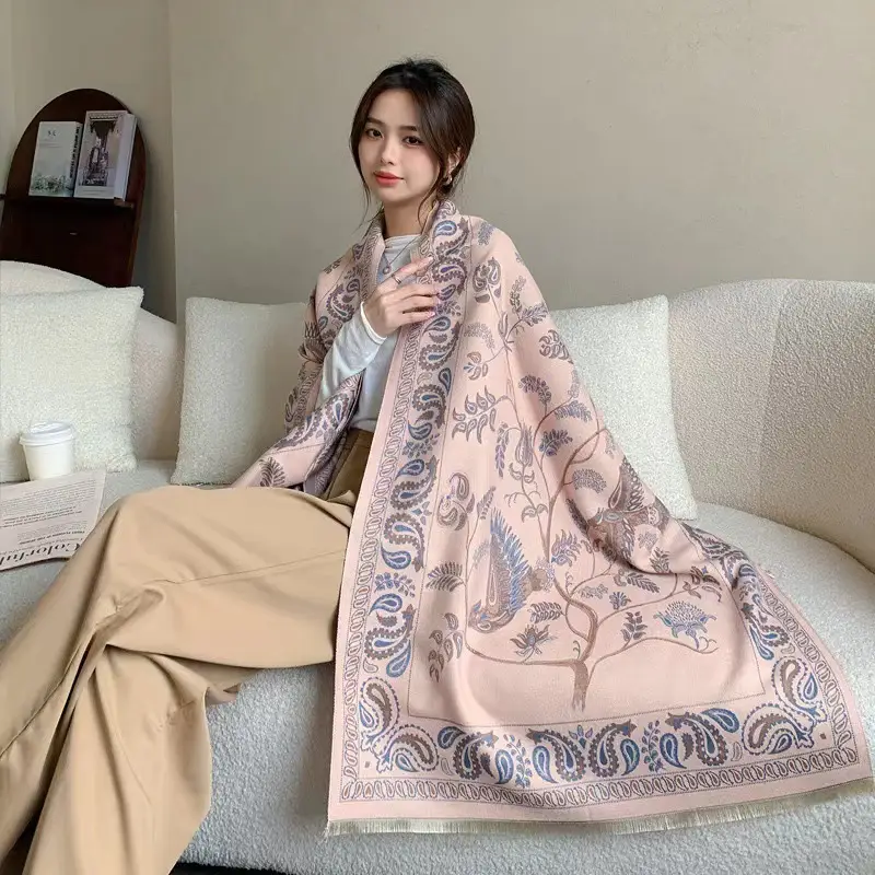 Women's Korean Style Warm Scarf Black White Double Sided - Image 20