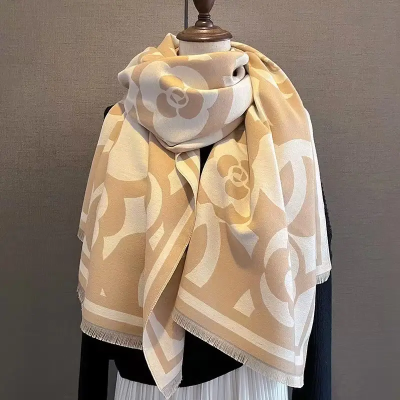 Women's Korean Style Warm Scarf Black White Double Sided - Image 42