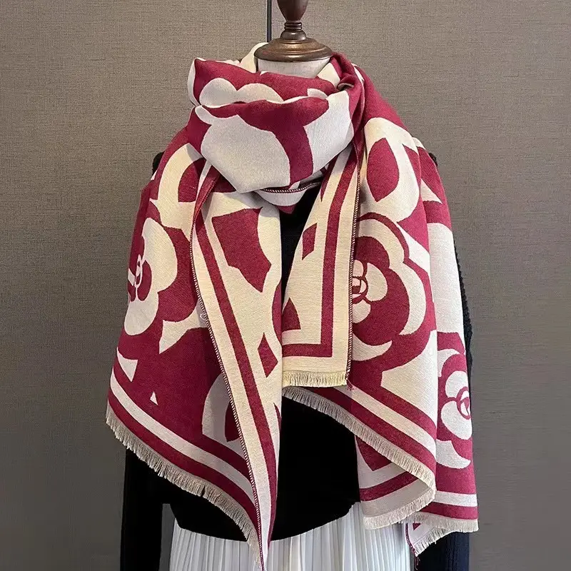 Women's Korean Style Warm Scarf Black White Double Sided - Image 43