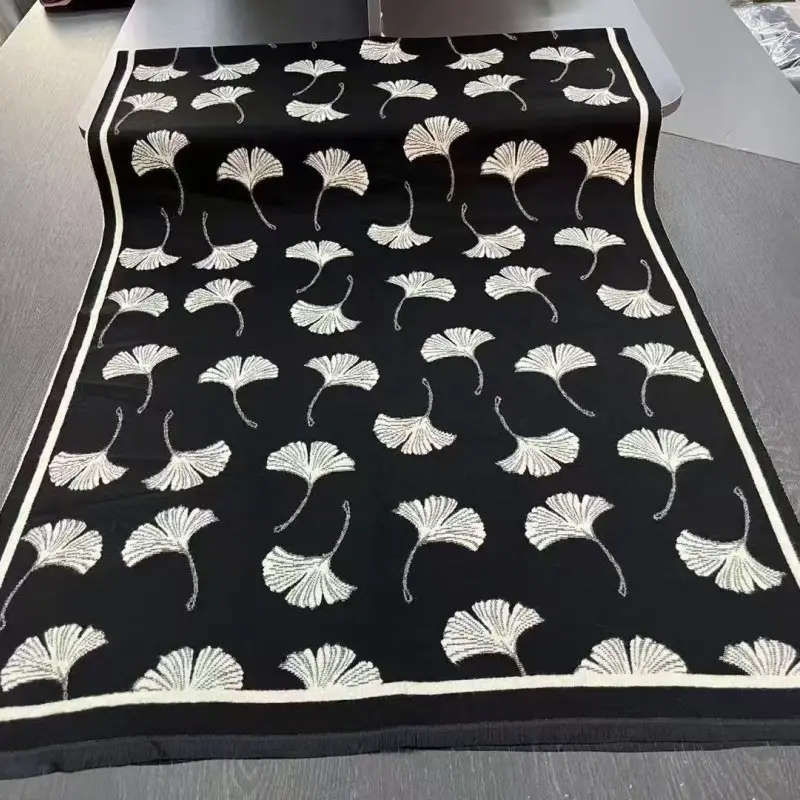 Women's Korean Style Warm Scarf Black White Double Sided - Image 50