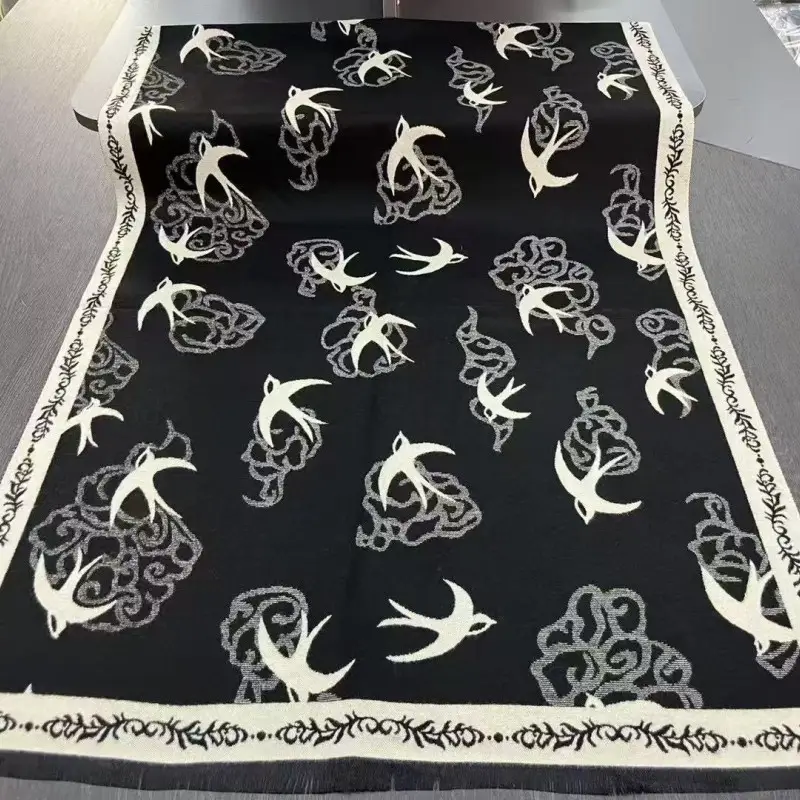 Women's Korean Style Warm Scarf Black White Double Sided - Image 54
