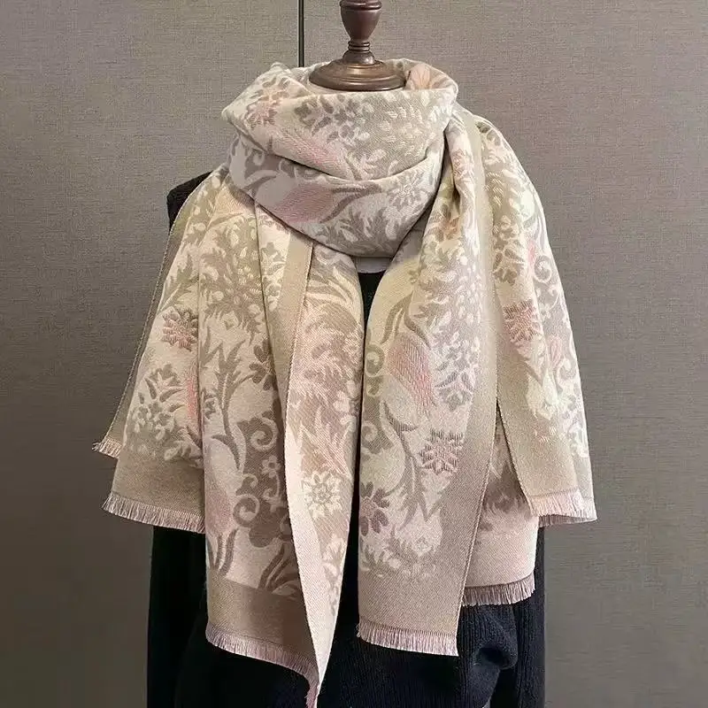 Women's Korean Style Warm Scarf Black White Double Sided - Image 60