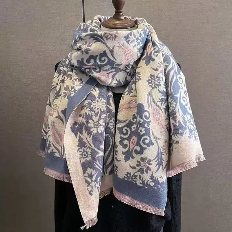 Women's Korean Style Warm Scarf Black White Double Sided - Image 61